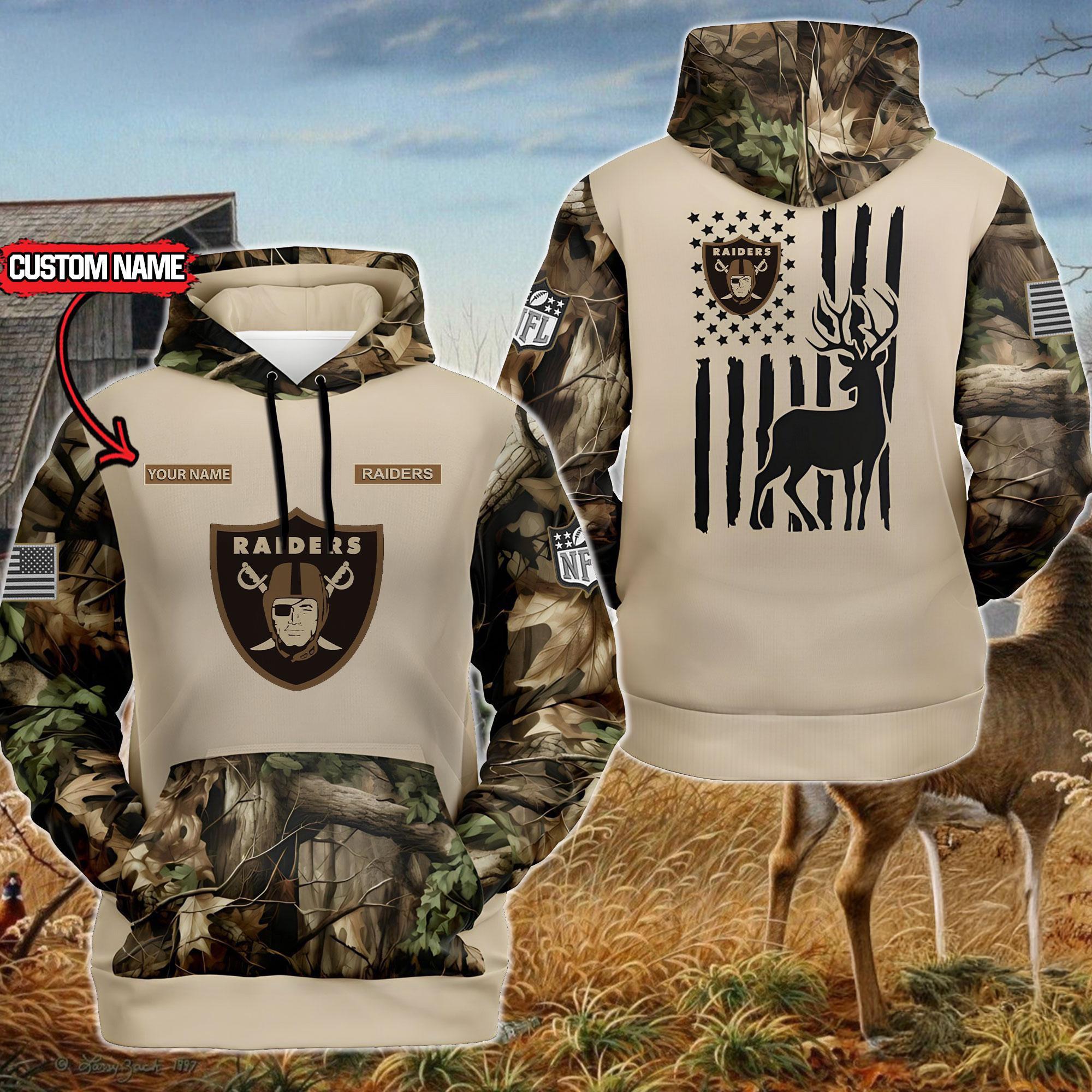 Custom NFL Las Vegas Raiders Special Deer Hunting Hoodie Best Gift For Football Lovers