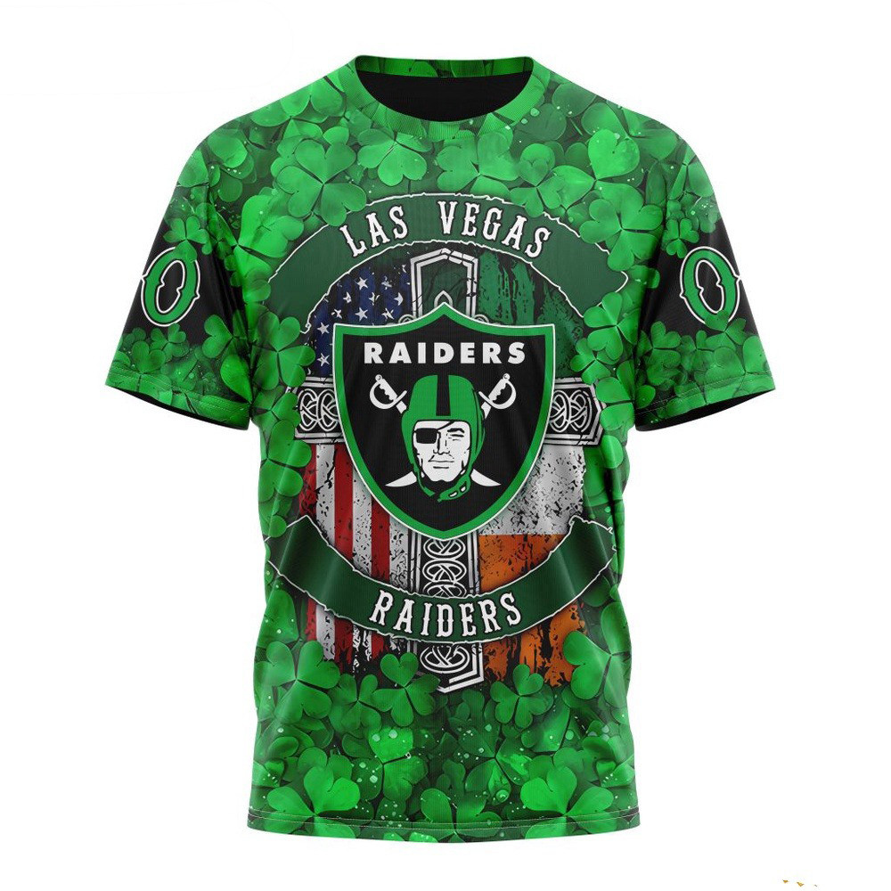 Custom NFL Las Vegas Raiders St Patrick's Day Design T-Shirt Unique Gifts For Football Fans