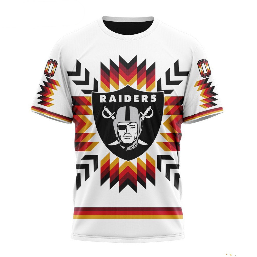 Custom NFL Las Vegas Raiders T-Shirt With Native Pattern Football Gifts For Men