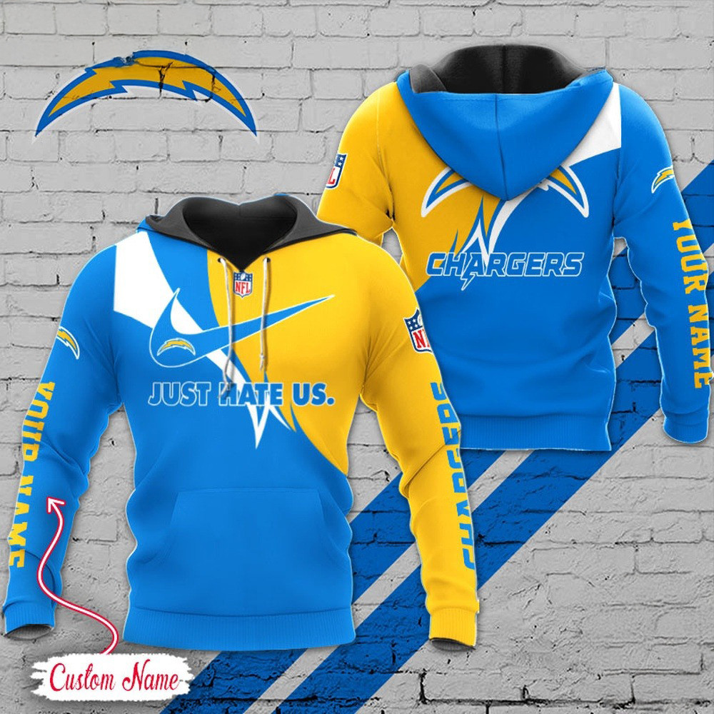 Custom NFL Los Angeles Chargers Hoodie Just Hate US Sport Hoodie Football Related Gifts