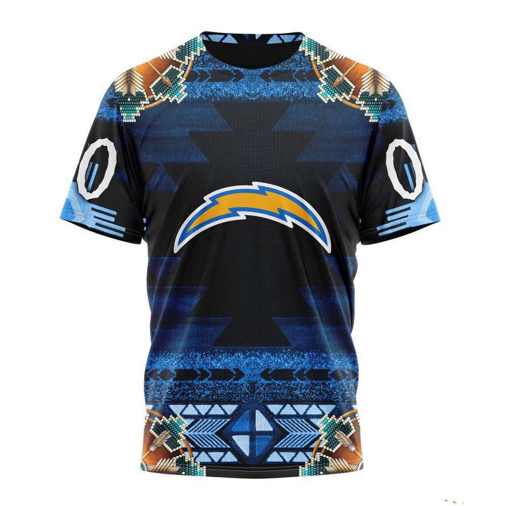 Custom NFL Los Angeles Chargers Native Costume Design T-Shirt Best Gifts For Football Fans