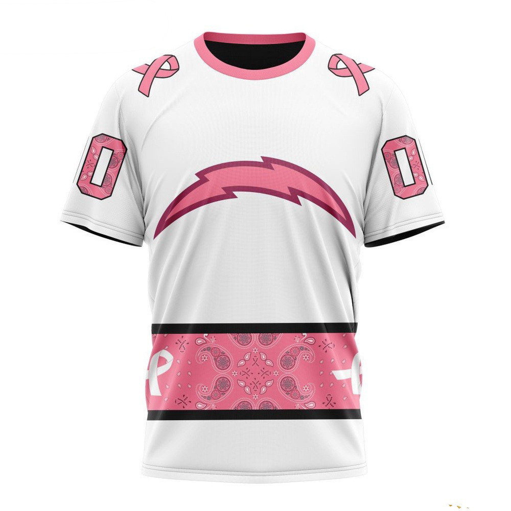 Custom NFL Los Angeles Chargers Pink Design Fight Breast Cancer Shirt Presents For Football Fans