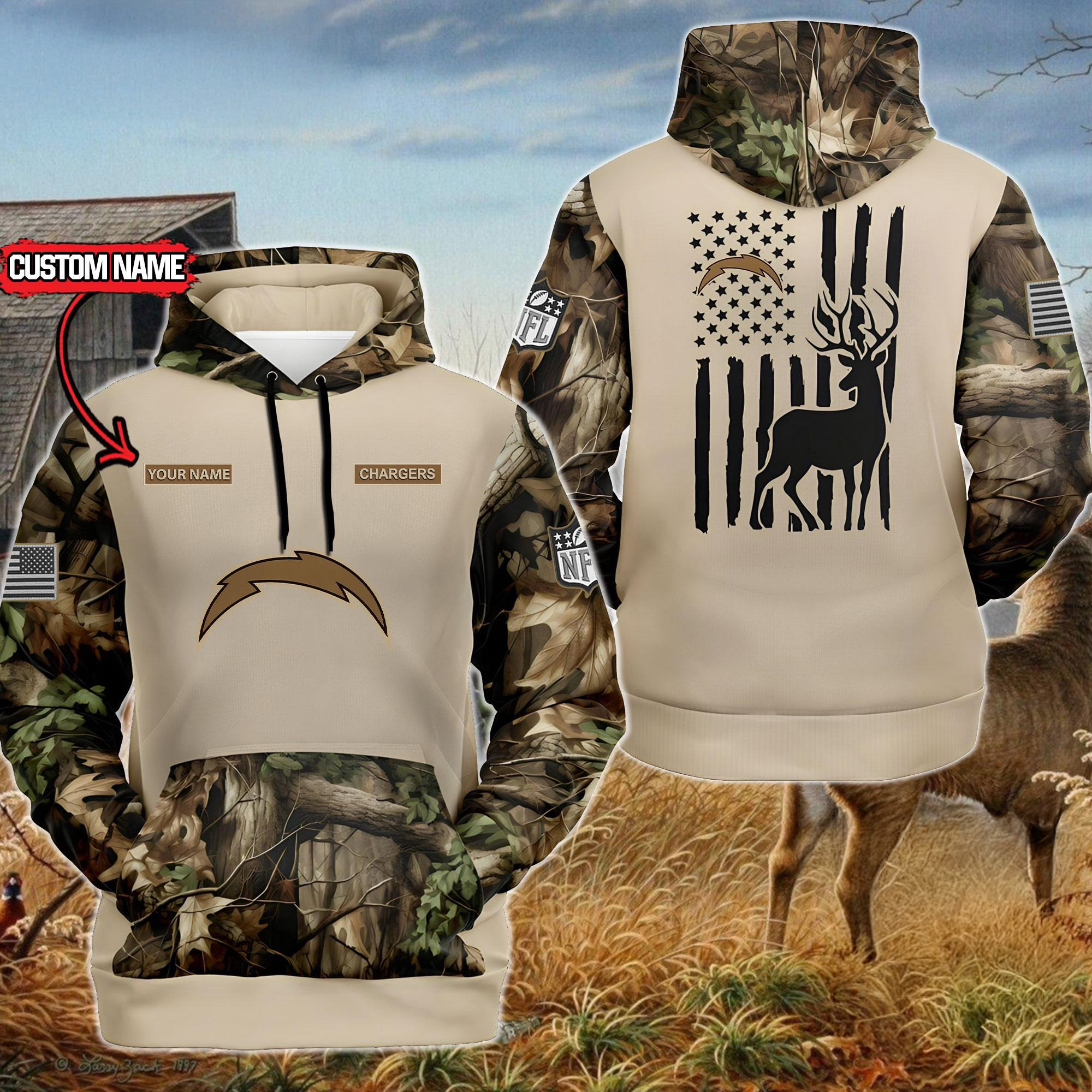 Custom NFL Los Angeles Chargers Special Deer Hunting Hoodie Unique Gifts For Football Lovers