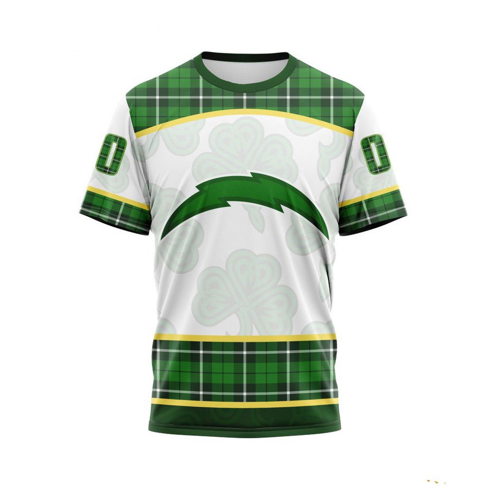 Custom NFL Los Angeles Chargers St Patricks Day Design T-Shirt Best Gift For Football Lovers