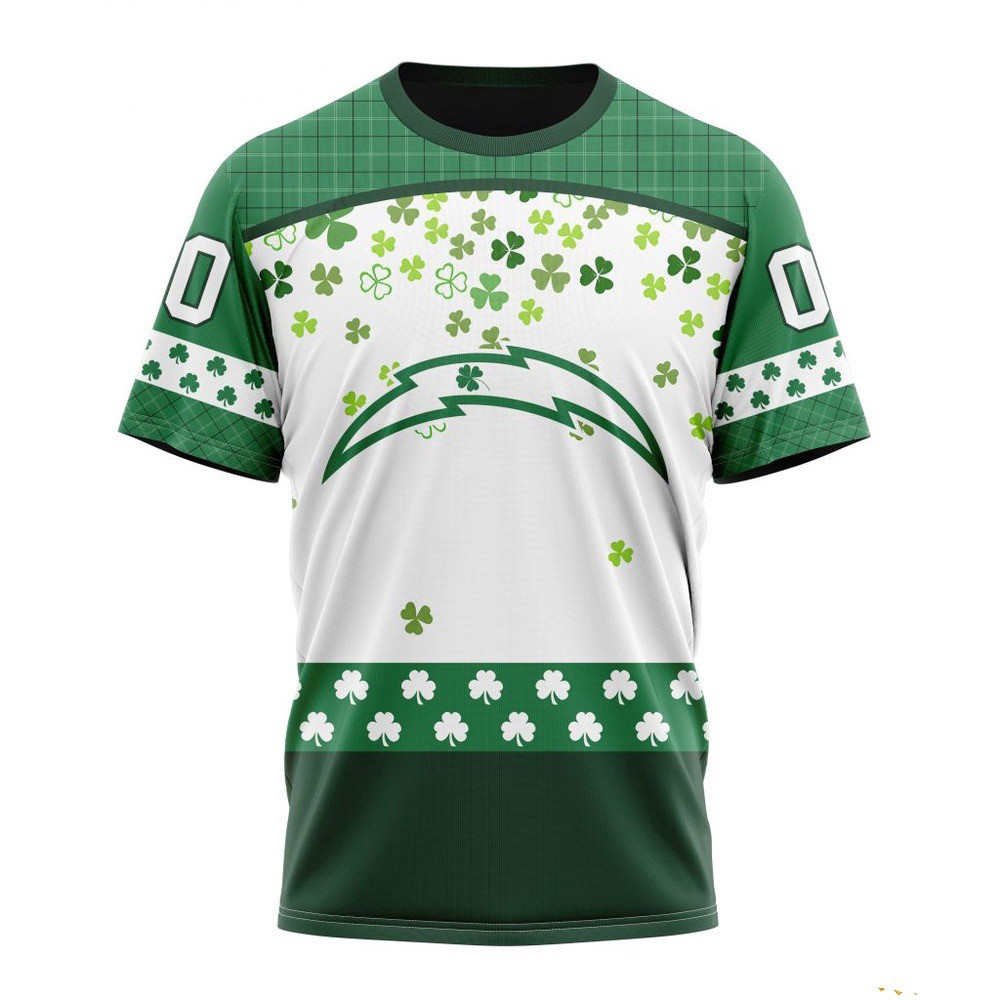 Custom NFL Los Angeles Chargers St Patricks Day Design T-Shirt Gift Ideas For Football Lovers