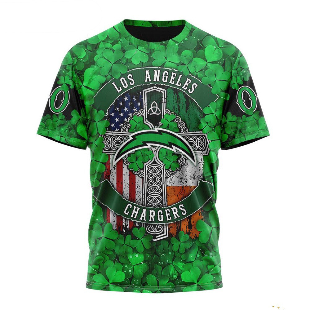 Custom NFL Los Angeles Chargers St Patricks Day Design T-Shirt Unique Gifts For Football Fans