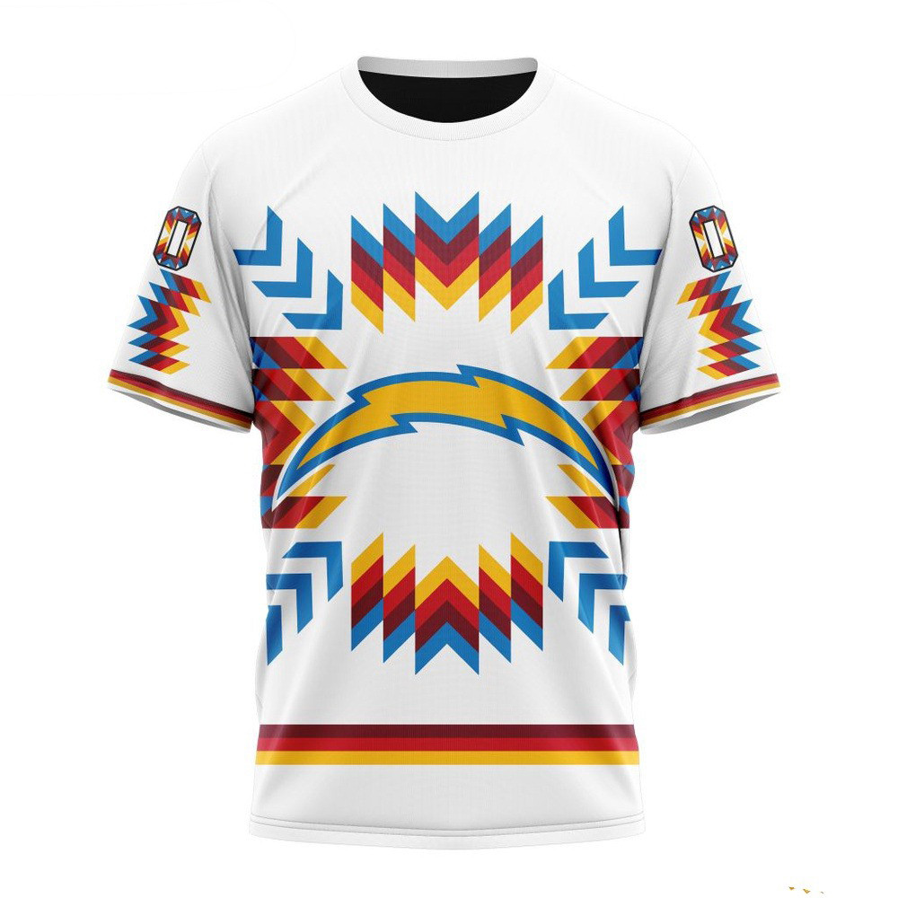 Custom NFL Los Angeles Chargers T-Shirt With Native Pattern Football Fan Gift Ideas