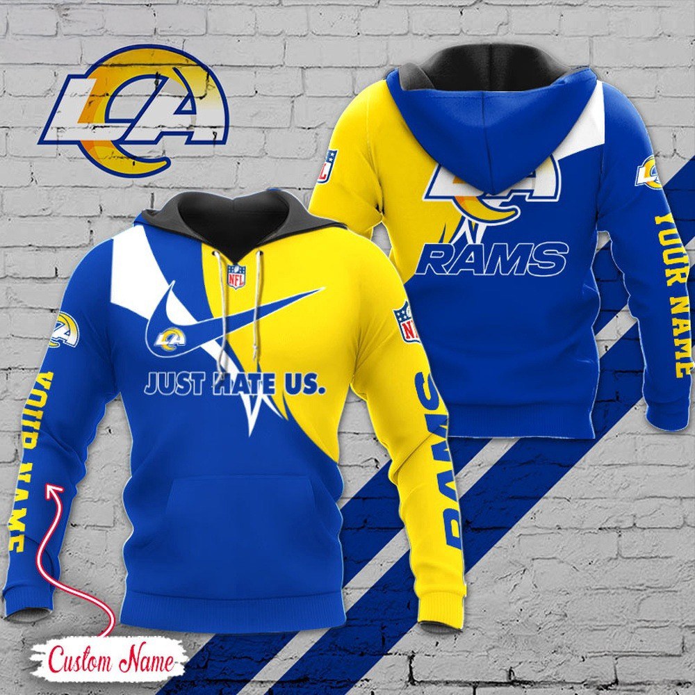 Custom NFL Los Angeles Rams Hoodie Just Hate US Sport Hoodie Presents For Football Fans