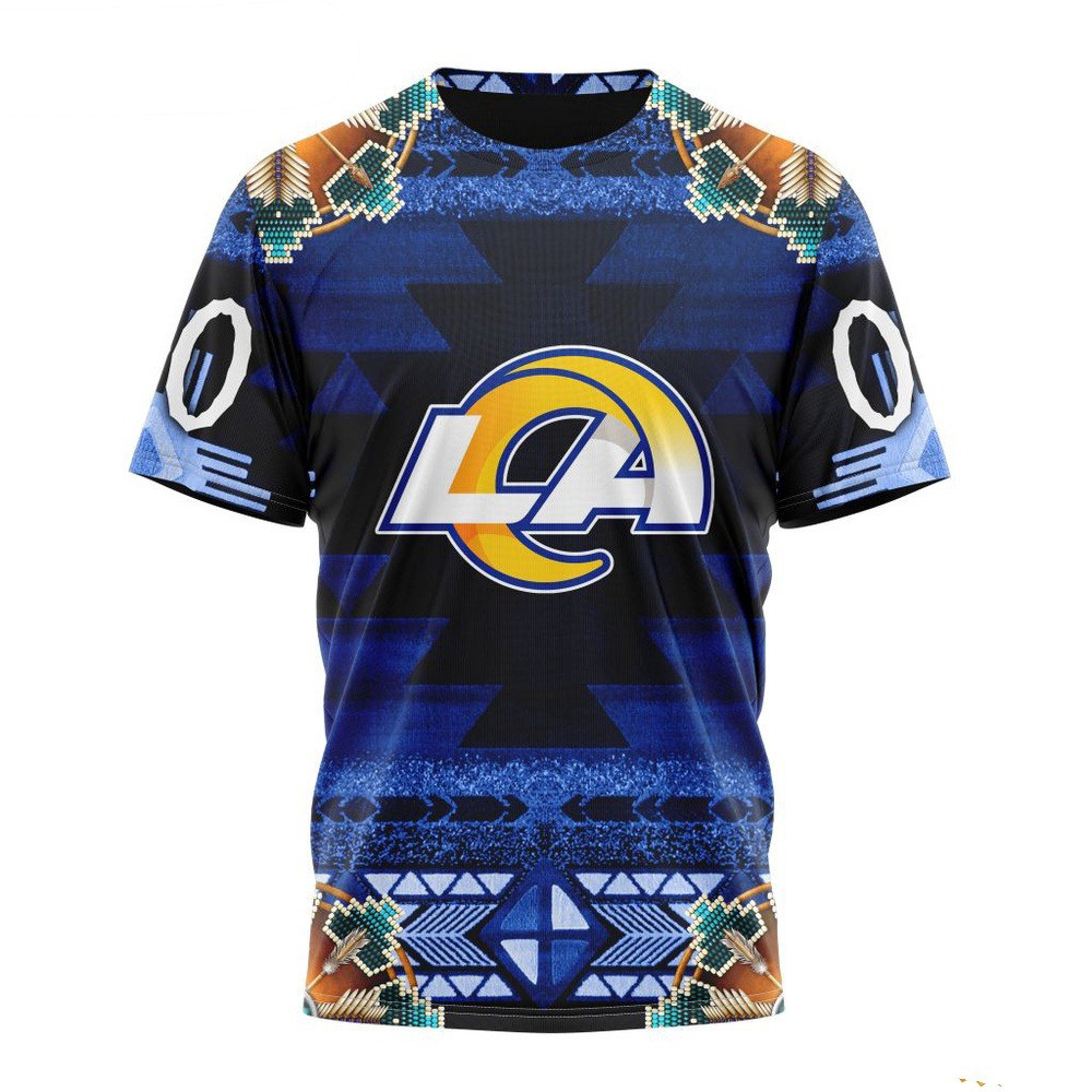 Custom NFL Los Angeles Rams Native Costume Design T-Shirt Best Gifts For NFL Fans
