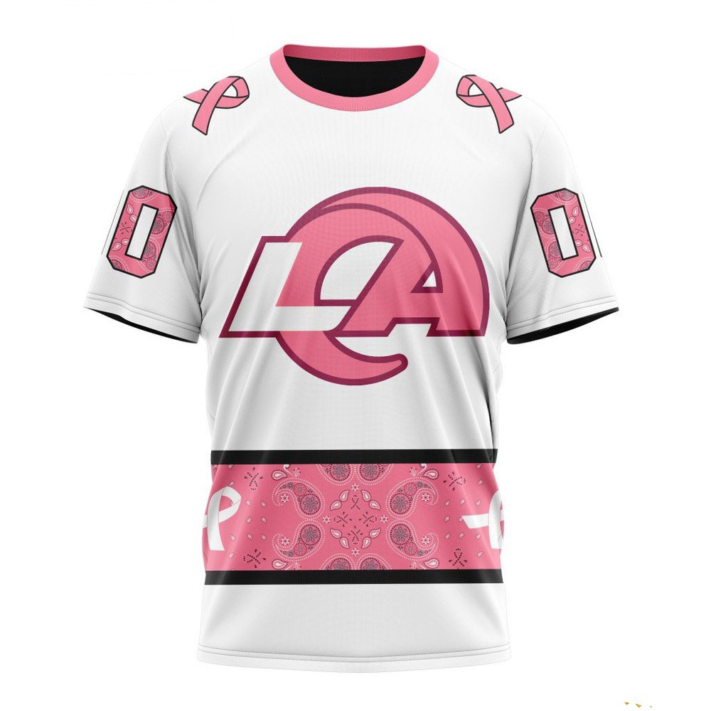 Custom NFL Los Angeles Rams Pink Design Fight Breast Cancer Shirt Football Gifts For Men