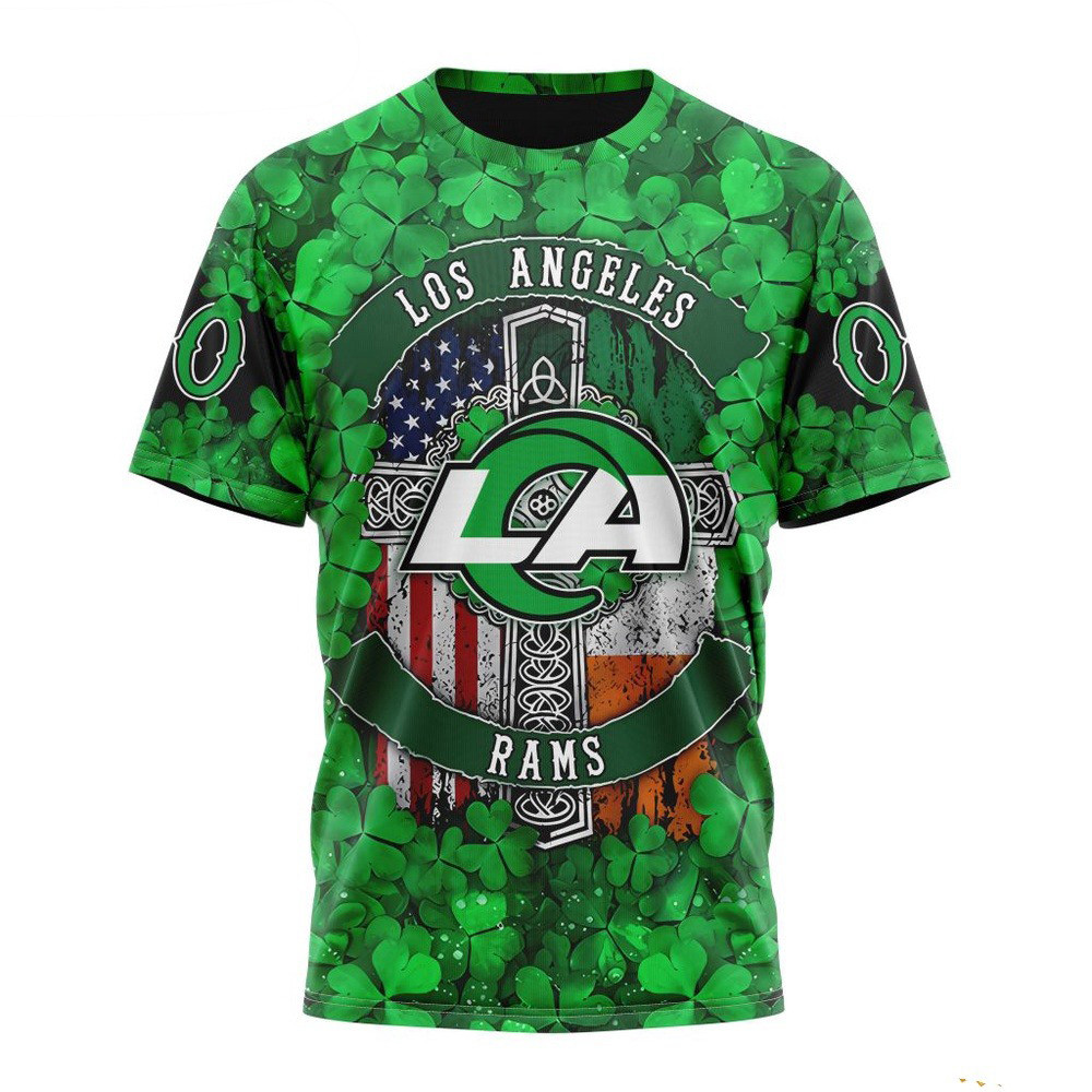 Custom NFL Los Angeles Rams St Patrick's Day Design T-Shirt Best Gift For Football Lovers