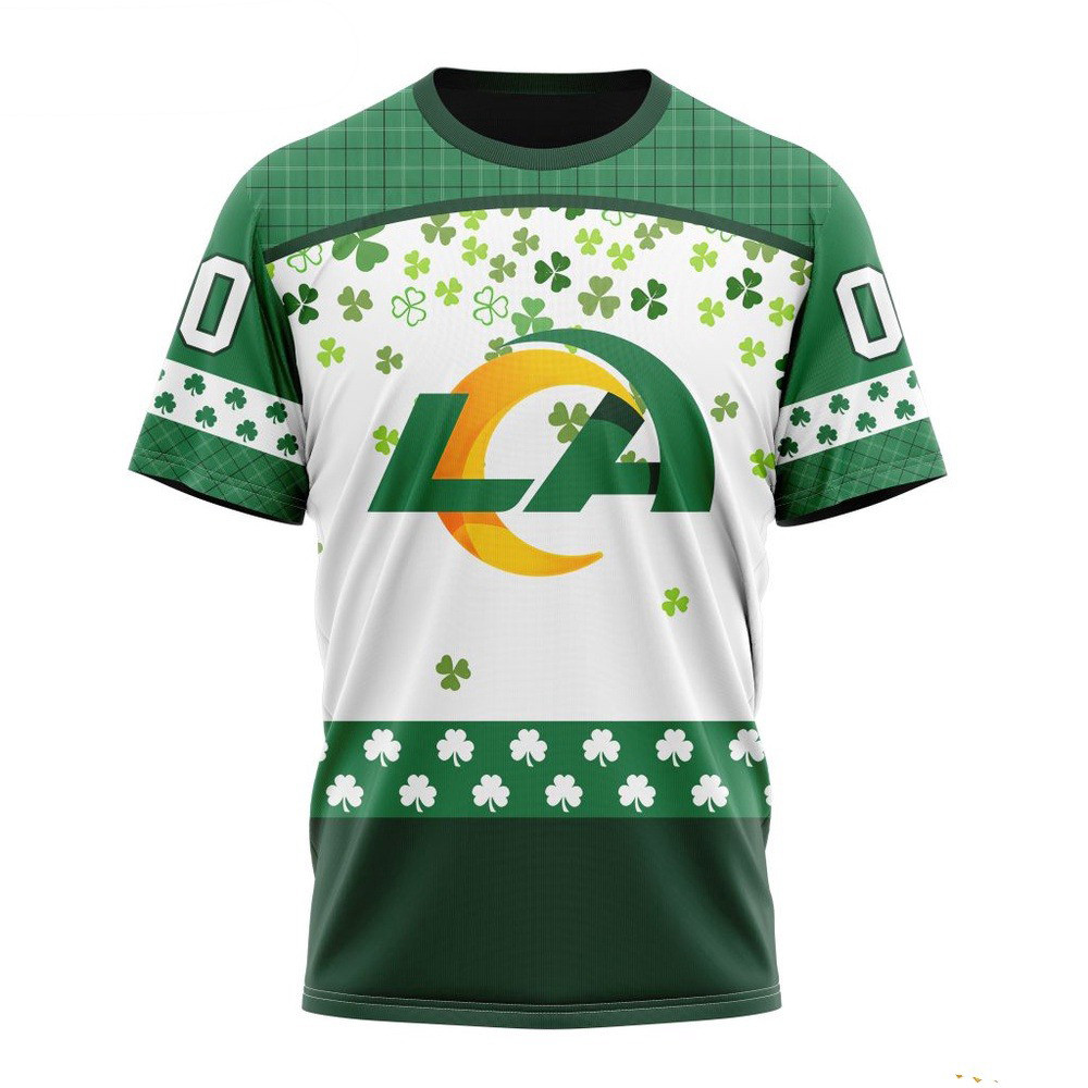 Custom NFL Los Angeles Rams St Patrick's Day Design T-Shirt Unique Gifts For Football Fans