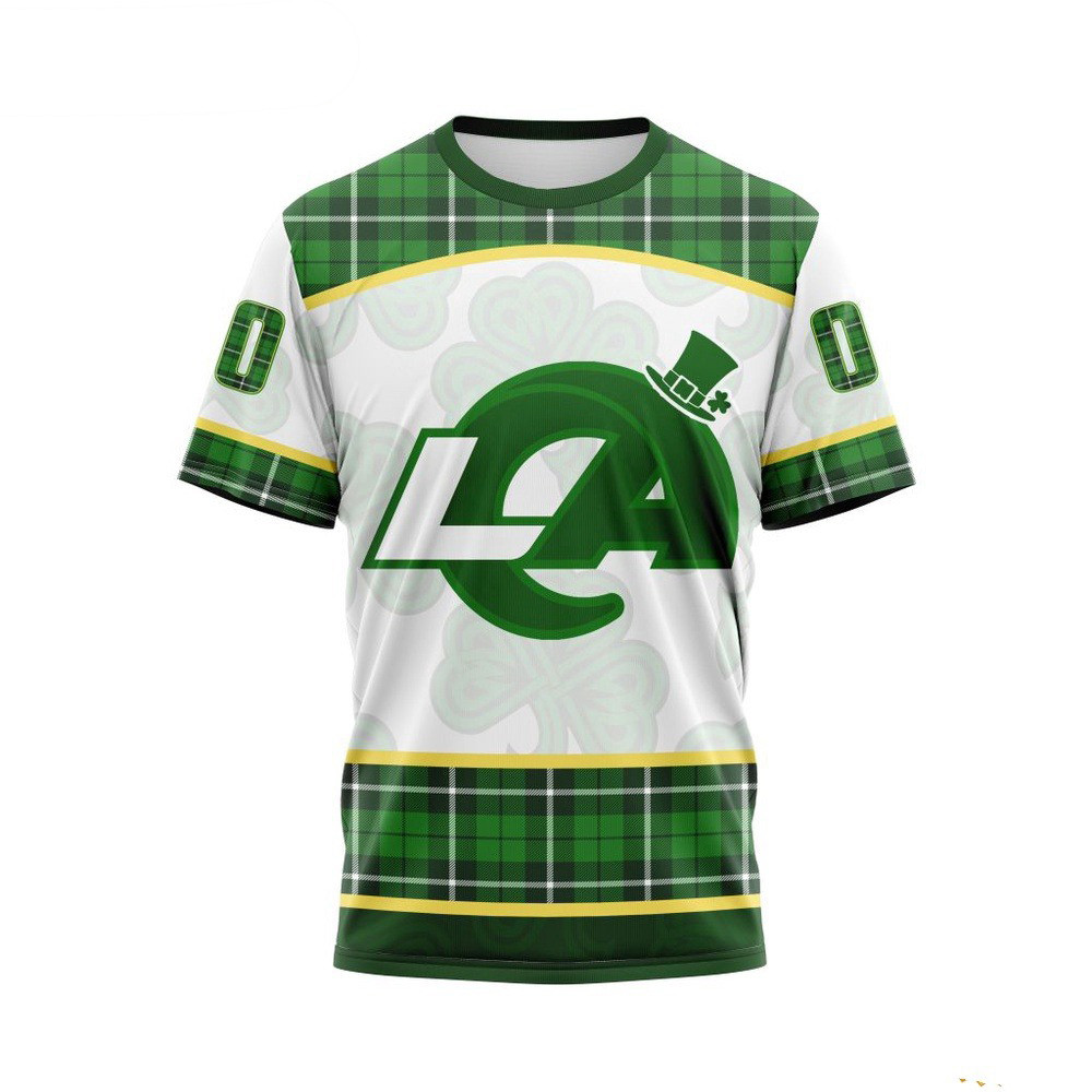 Custom NFL Los Angeles Rams St Patrick's Day Design T-Shirt Unique Gifts For Football Lovers