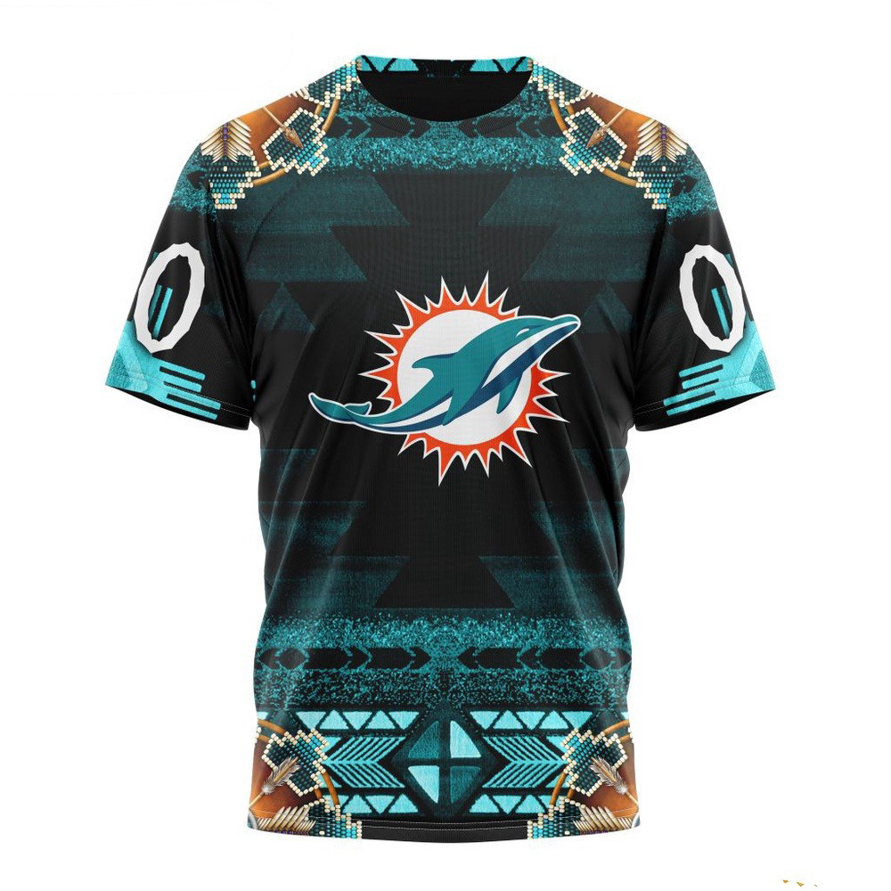 Custom NFL Miami Dolphins Native Costume Design T-Shirt Football Related Gifts
