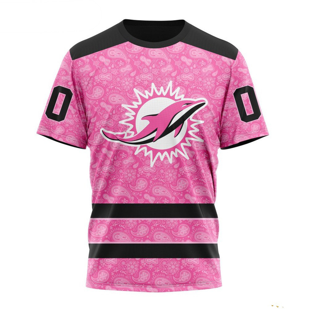 Custom NFL Miami Dolphins Pink Design Fight Breast Cancer Shirt Best Gifts For NFL Fans