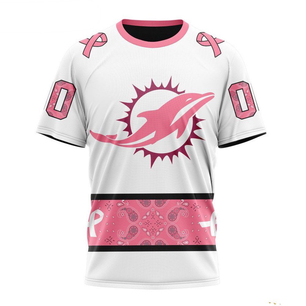 Custom NFL Miami Dolphins Pink Design Fight Breast Cancer Shirt Football Gifts For Men