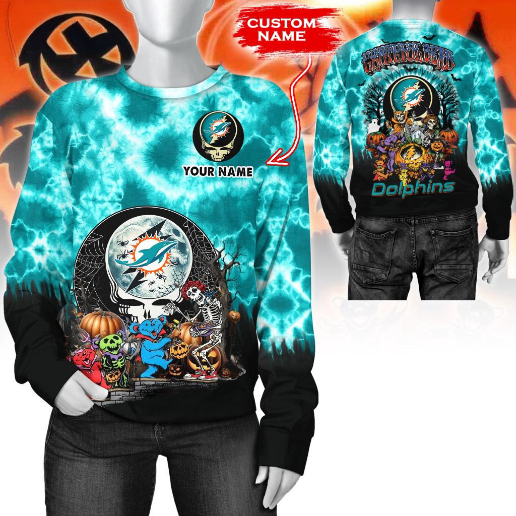 Custom NFL Miami Dolphins Special Football Halloween Sweatshirt Unique Gifts For Football Fans