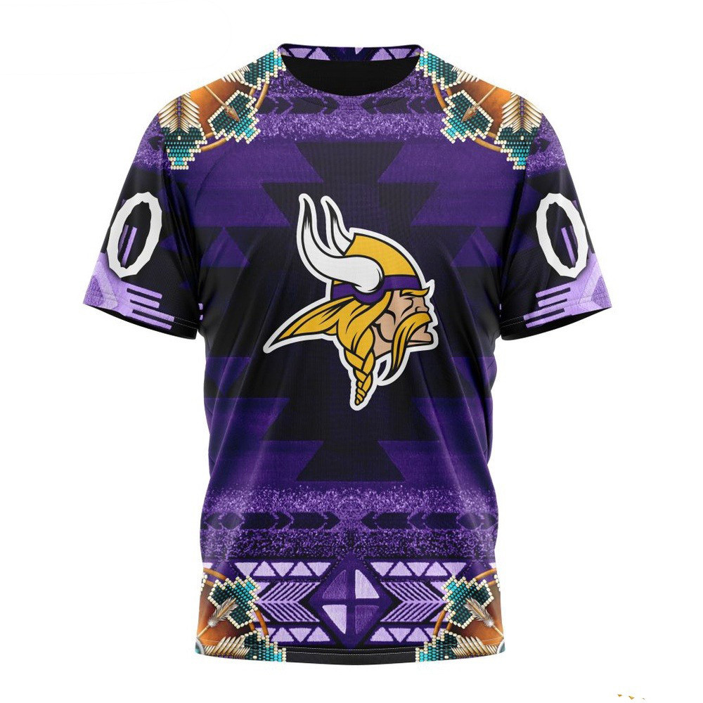 Custom NFL Minnesota Vikings Native Costume Design T-Shirt Gift Ideas For Football Lovers