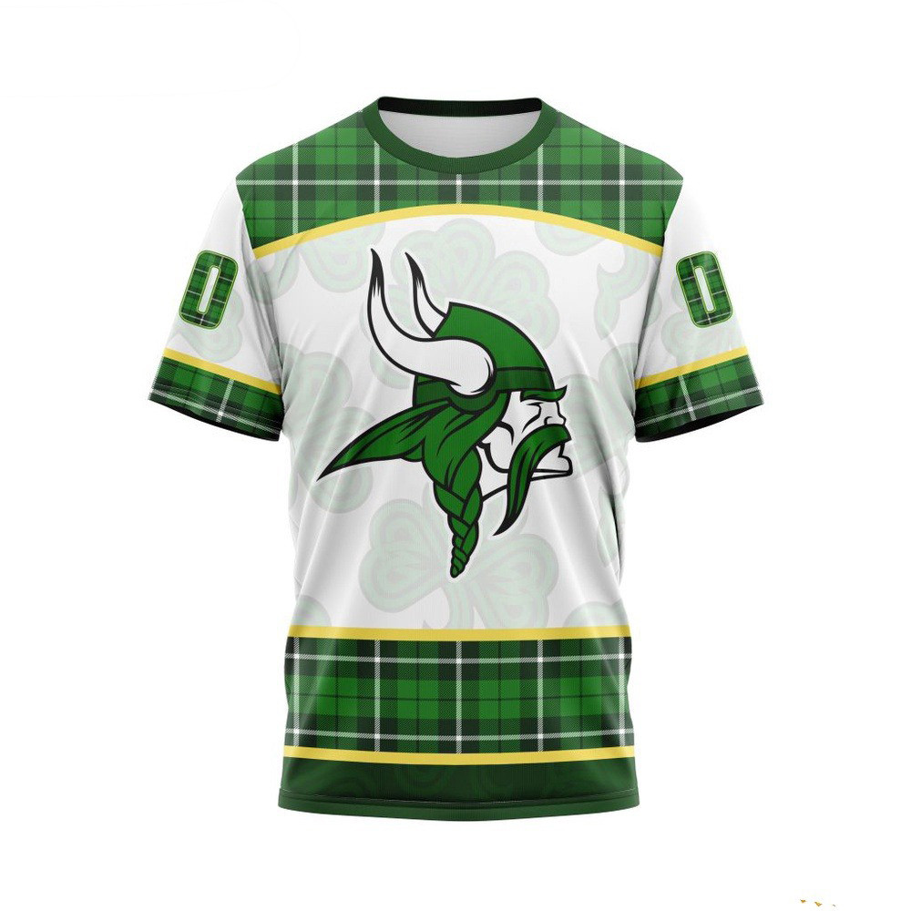 Custom NFL Minnesota Vikings St Patrick's Day Design 3D T-Shirt Presents For Football Fans