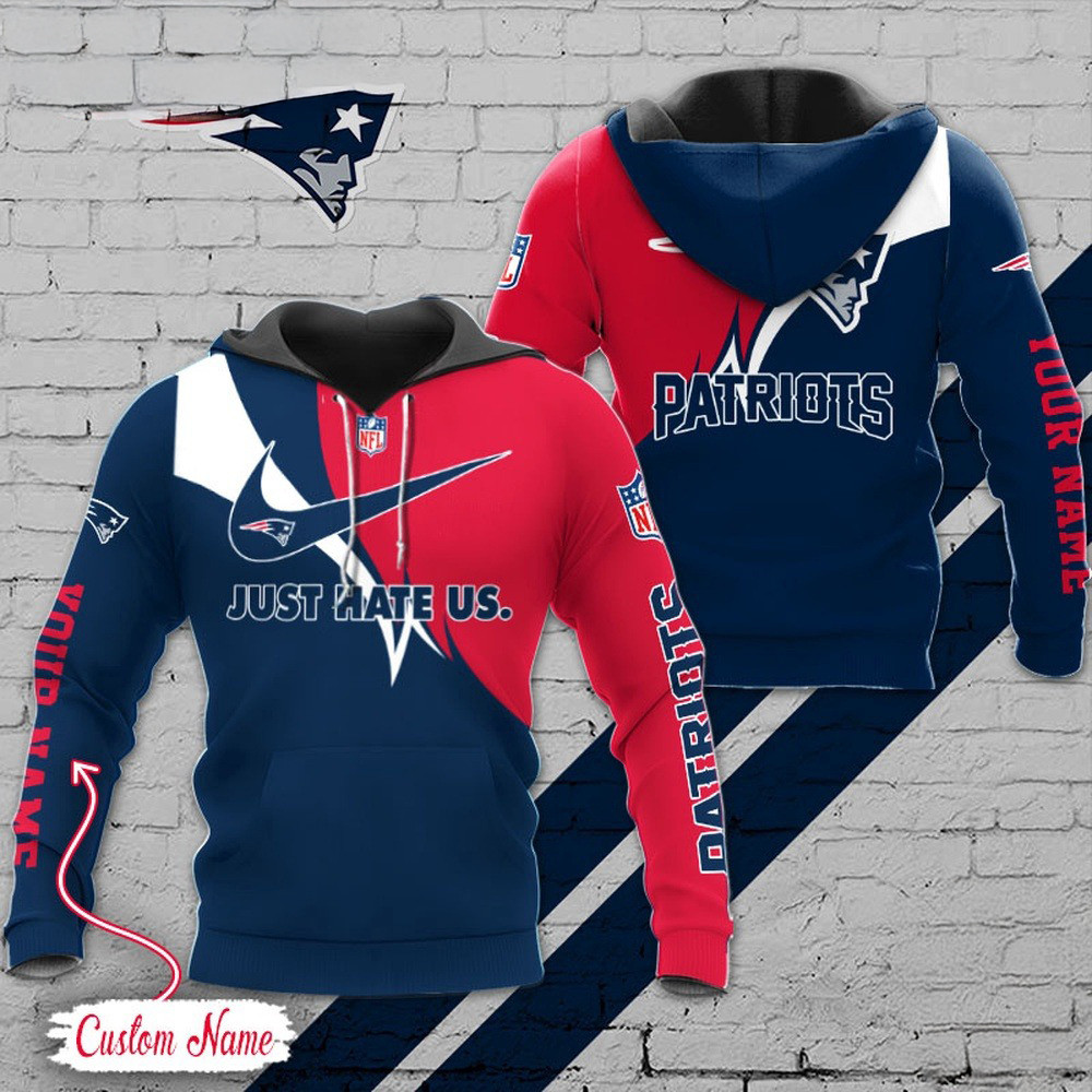 Custom NFL New England Patriots Hoodie Just Hate US Sport Hoodie Football Gifts For Men
