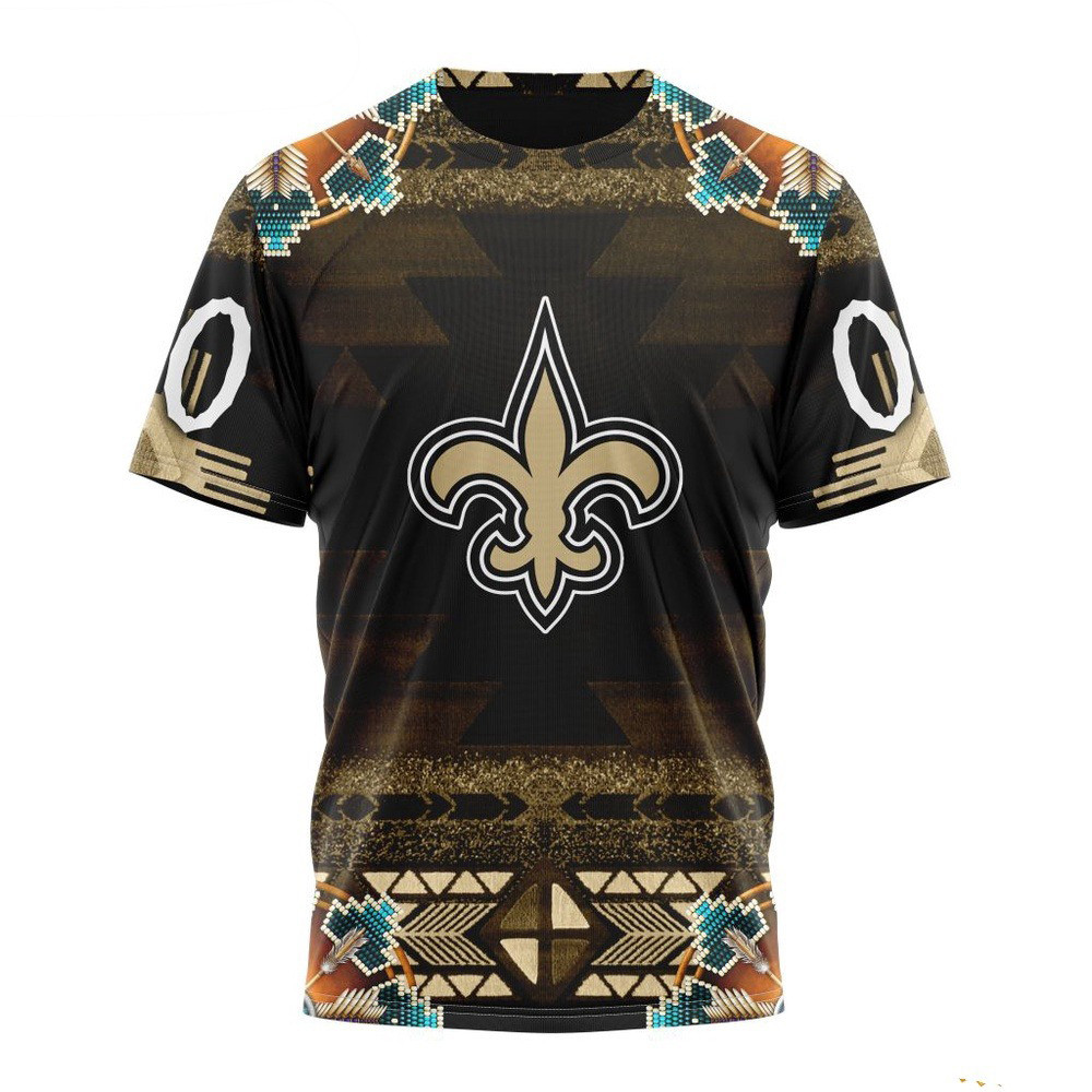 Custom NFL New Orleans Saints Native Costume Design T-Shirt Gift Ideas For Football Lovers