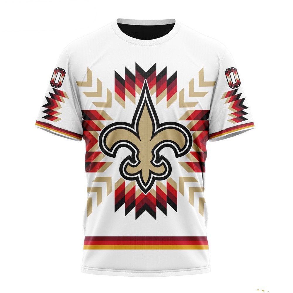 Custom NFL New Orleans Saints T-Shirt With Native Pattern Football Fan Gift Ideas