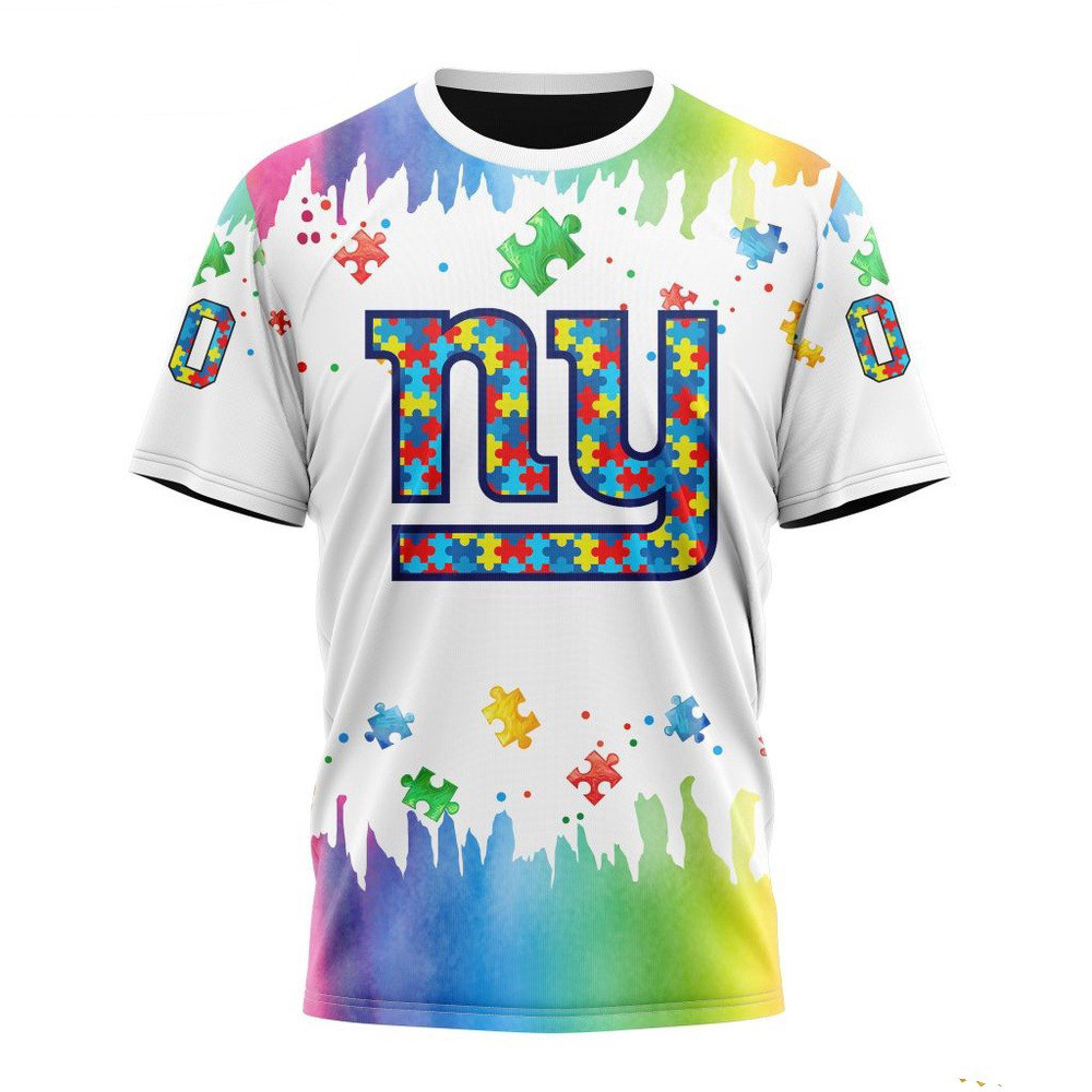 Custom NFL New York Giants Autism Awareness Design Shirt Football Related Gifts