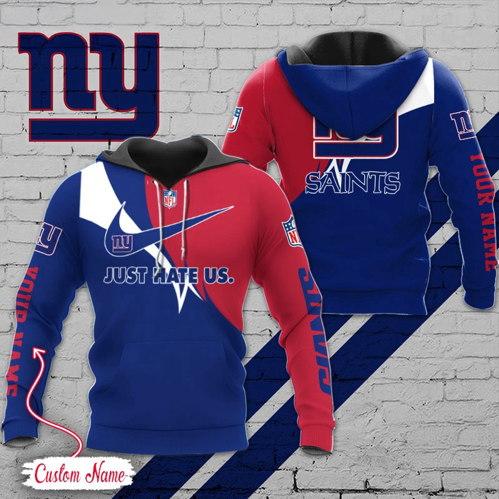 Custom NFL New York Giants Hoodie Just Hate US Sport Hoodie Presents For Football Lovers
