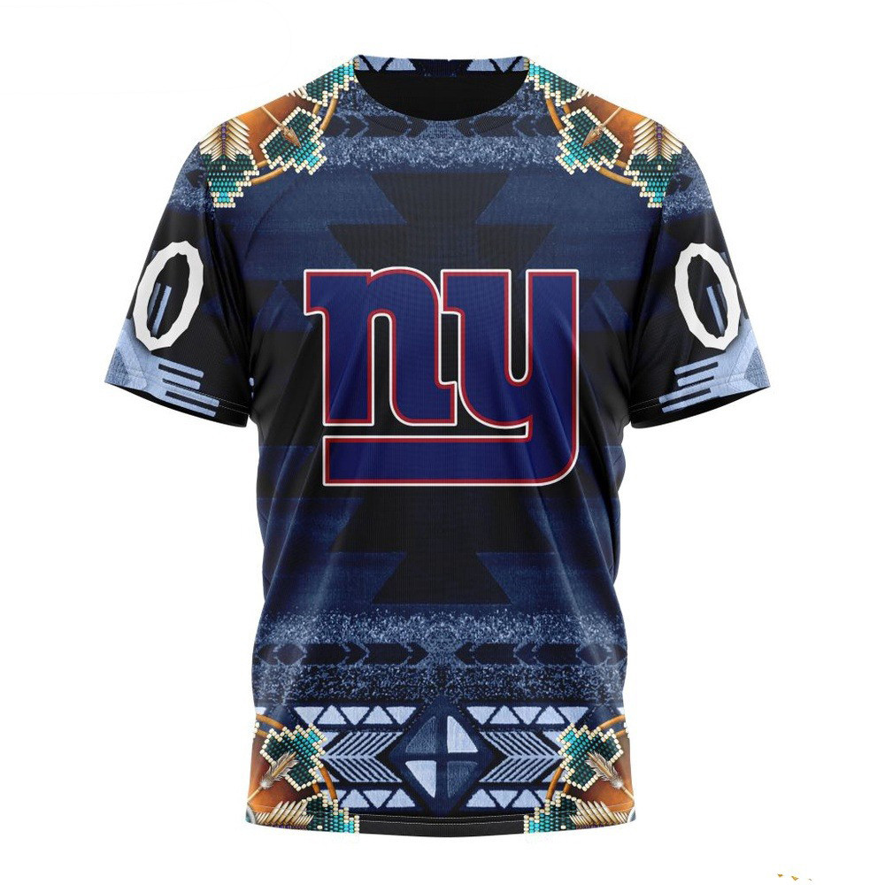 Custom NFL New York Giants Native Costume Design T-Shirt Football Related Gifts