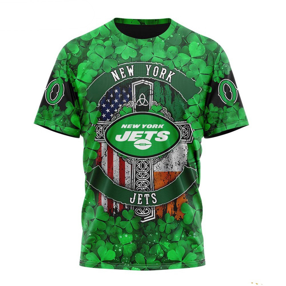Custom NFL New York Jets St Patrick Day Design T-Shirt Football Fan Gift Ideas