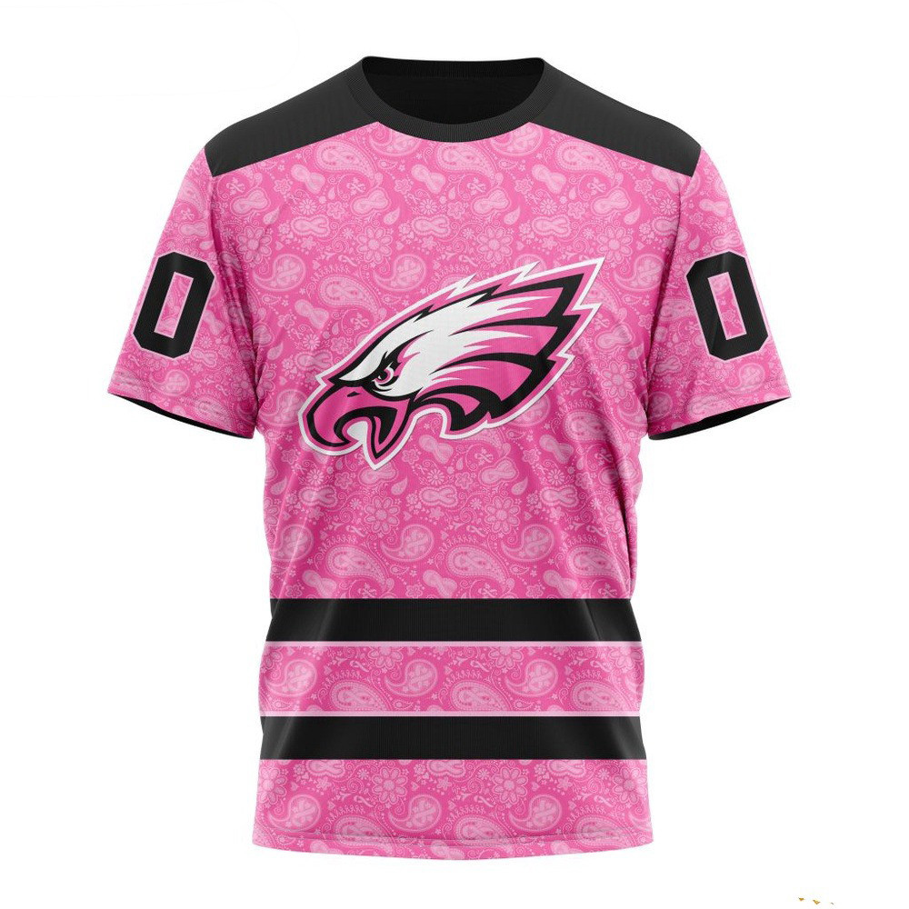 Custom NFL Philadelphia Eagles Pink Design Fight Breast Cancer Shirt Gifts For Football Fan