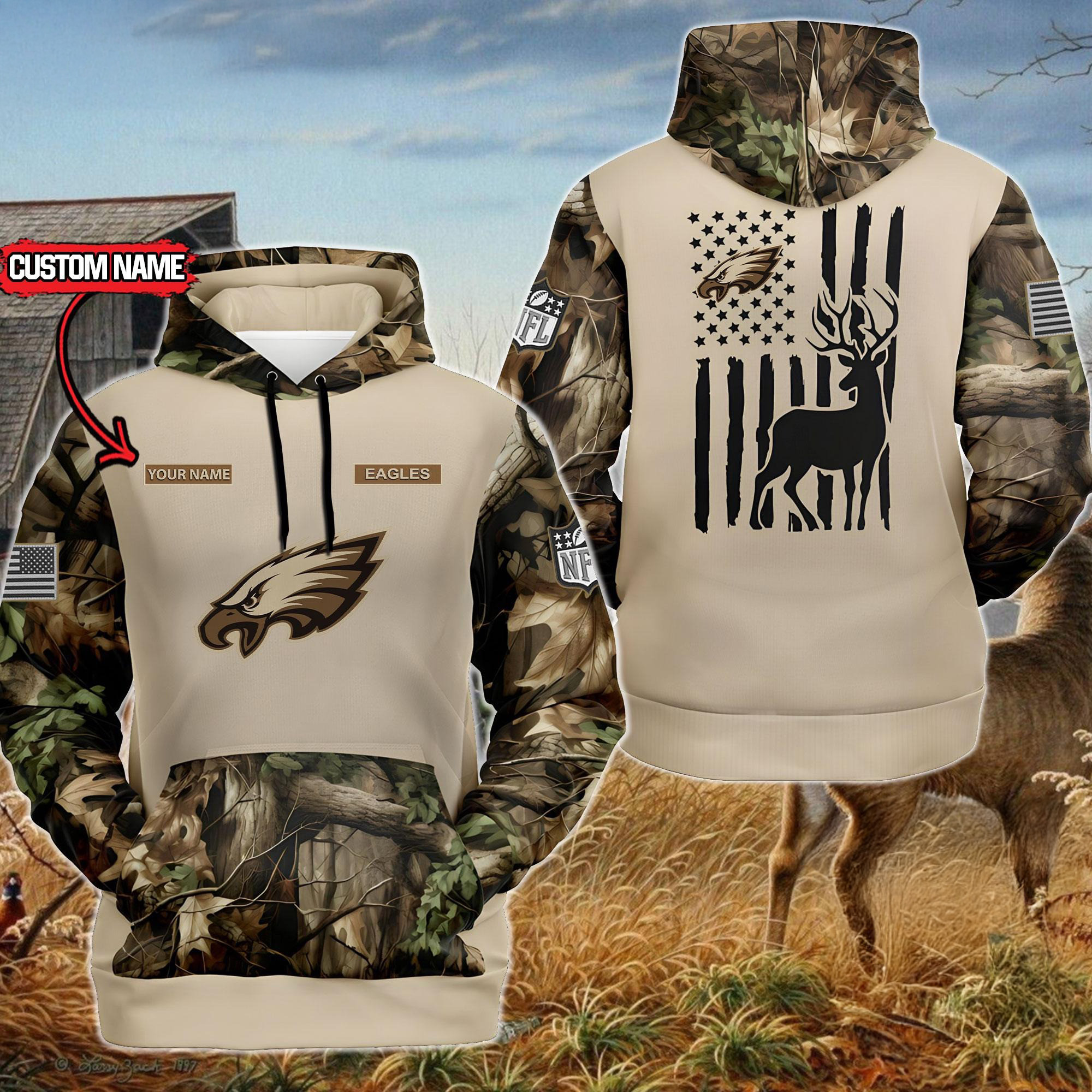 Custom NFL Philadelphia Eagles Special Deer Hunting Hoodie Presents For Football Fans