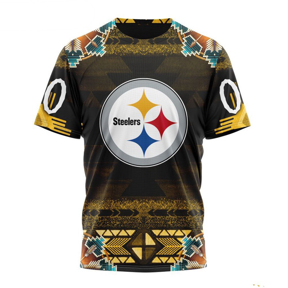 Custom NFL Pittsburgh Steelers Native Costume Design T-Shirt Gift Ideas For Football Lovers