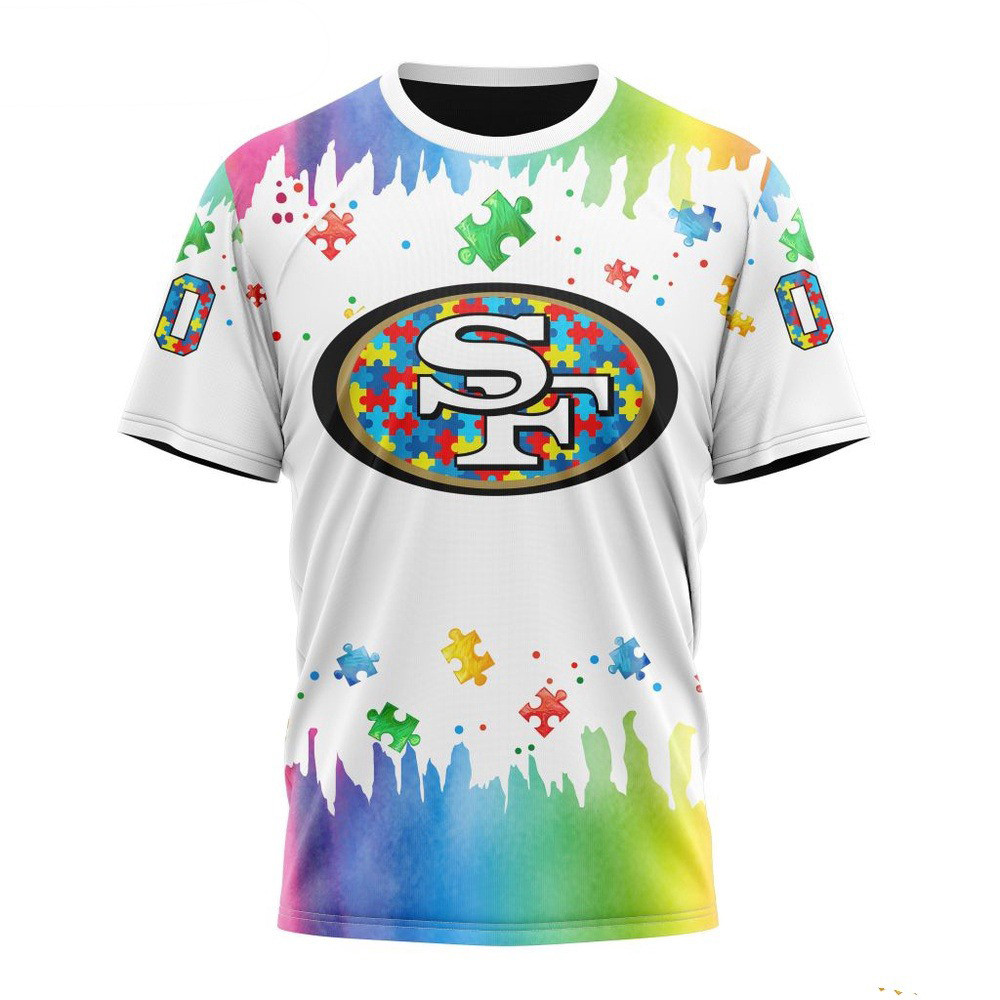 Custom NFL San Francisco 49ers Autism Awareness T-Shirt Best Gift For Football Lovers