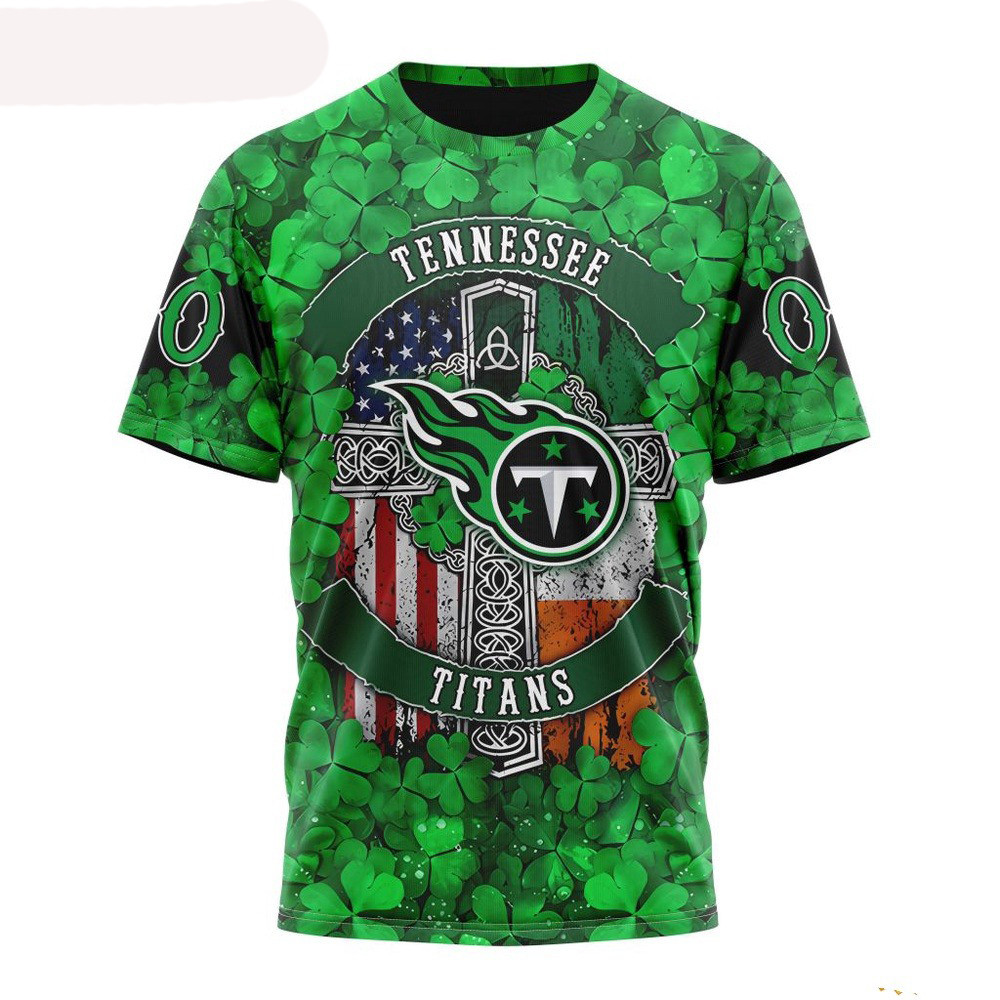 Custom NFL Tennessee Titans St Patrick's Day Design 3D T-Shirt Best Gifts For Football Fans