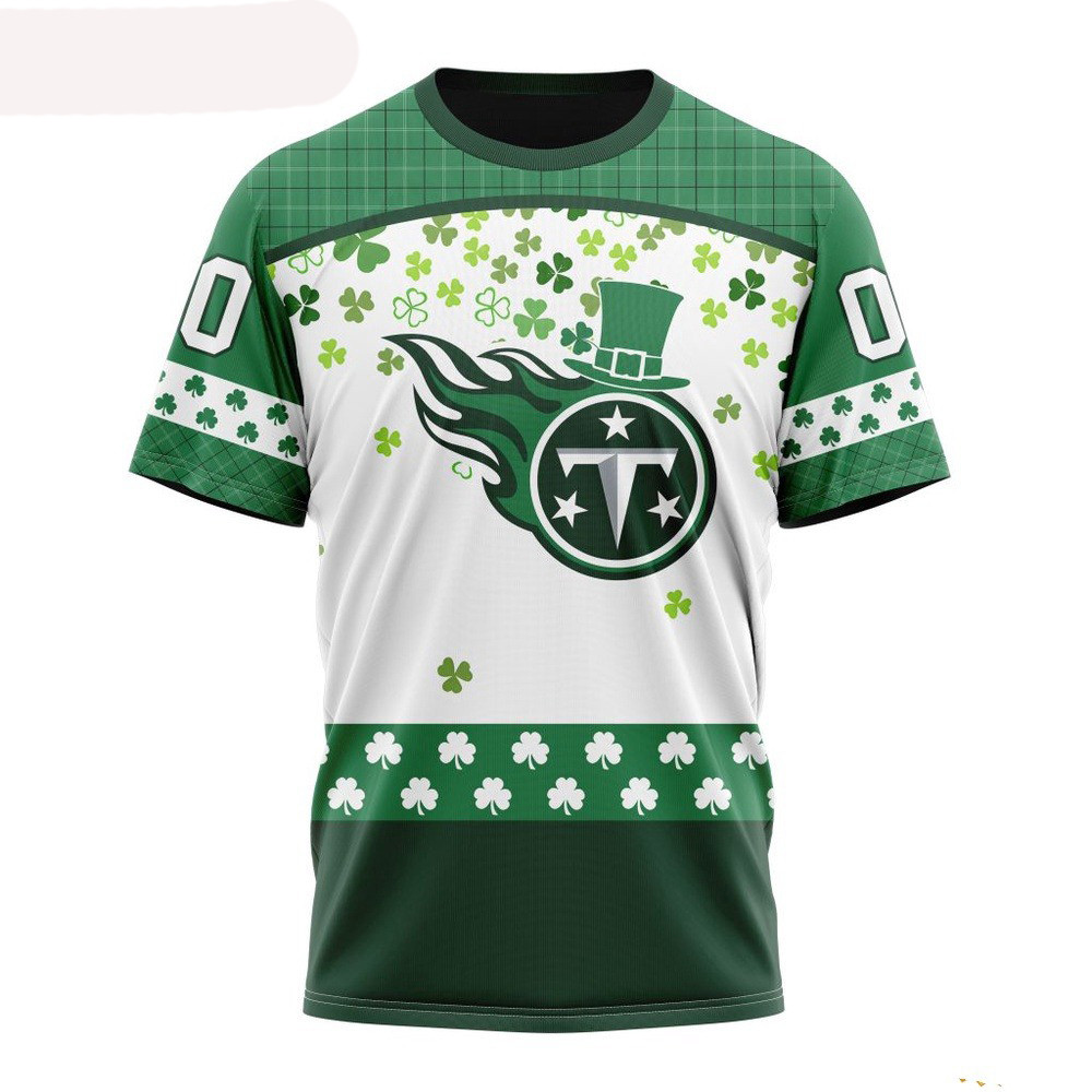 Custom NFL Tennessee Titans St Patrick's Day Design 3D T-Shirt Football Gifts For Men