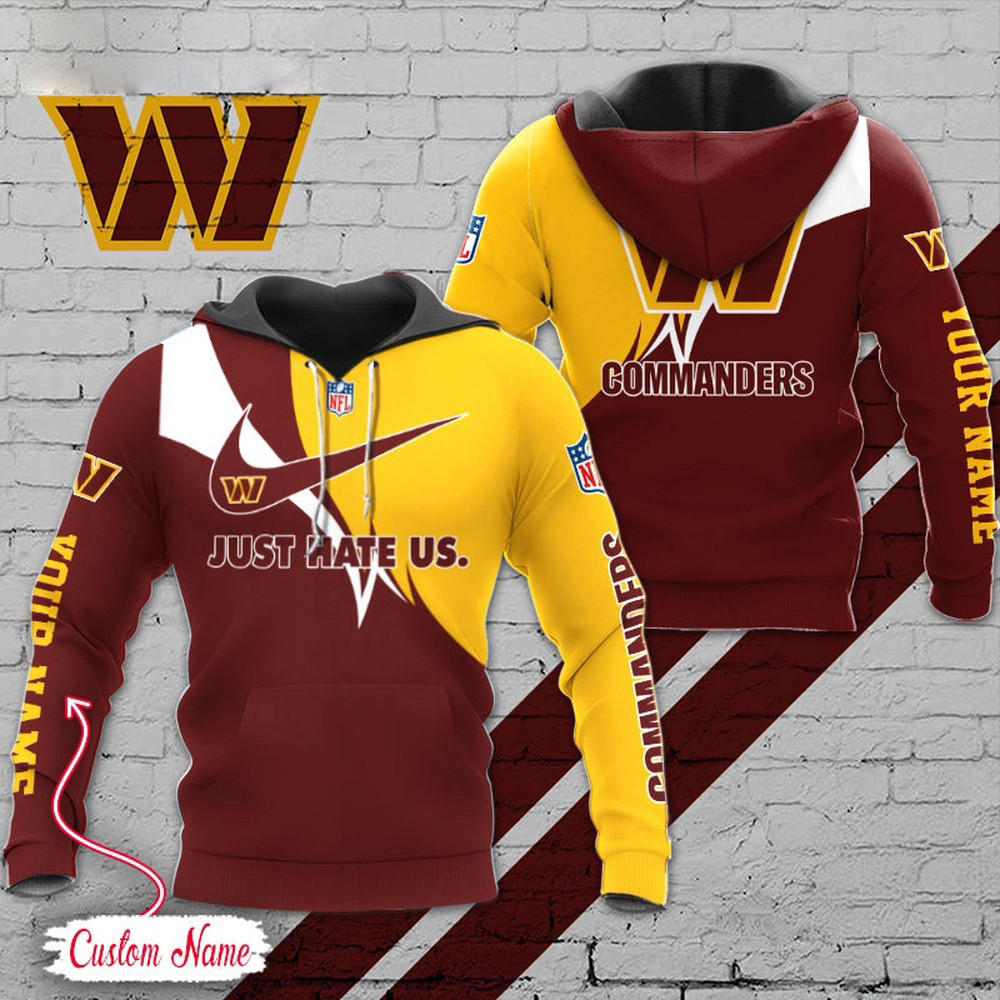 Custom NFL Washington Commanders Hoodie Just Hate US Sport Hoodie Gifts For Fans