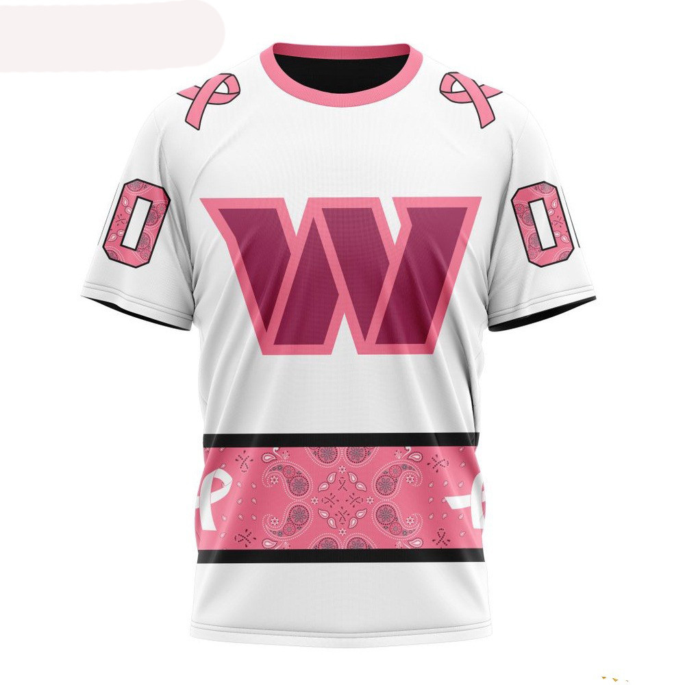 Custom NFL Washington Commanders Pink Design Fight Breast Cancer Shirt Football Themed Gifts