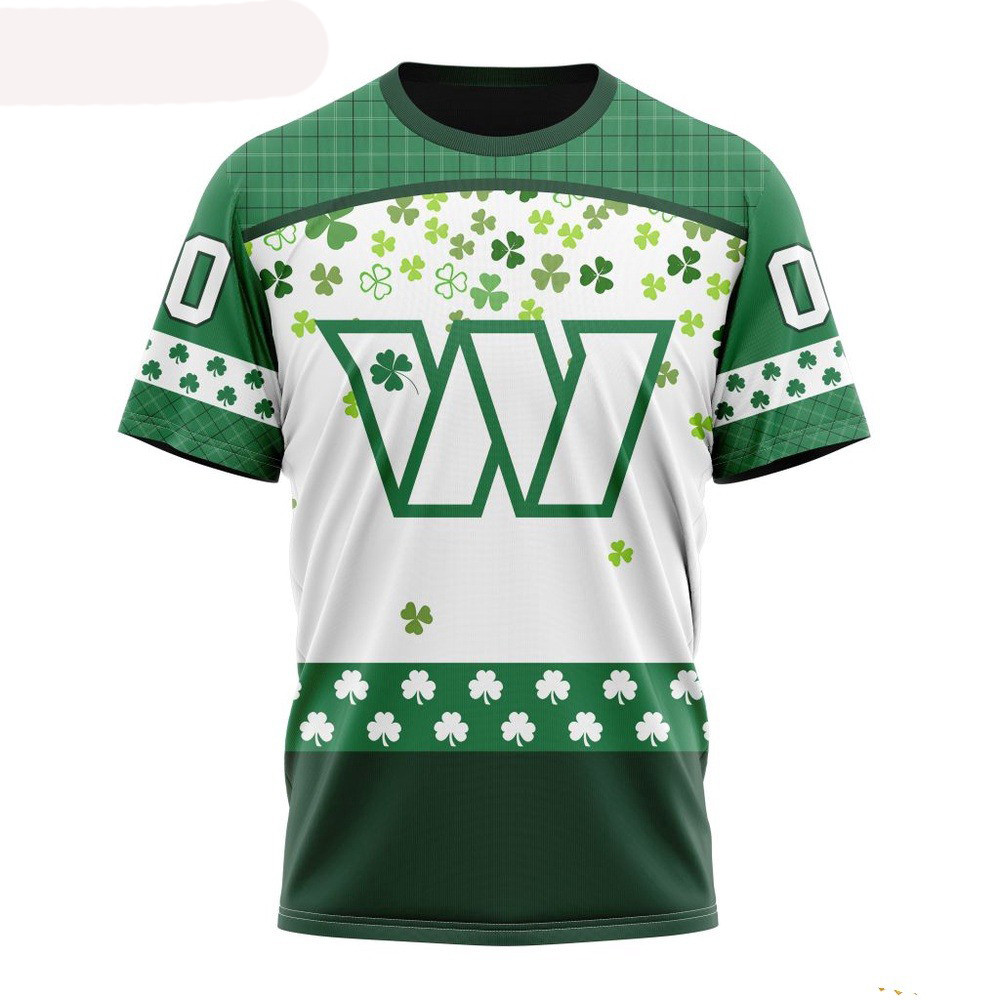 Custom NFL Washington Commanders St Patrick's Day Design T-Shirt Football Fan Gift Ideas