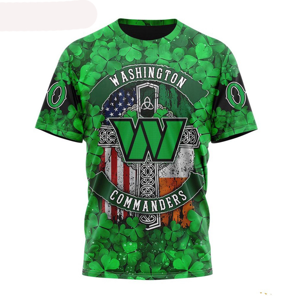 Custom NFL Washington Commanders St Patrick's Day Design T-Shirt Presents For Football Fans
