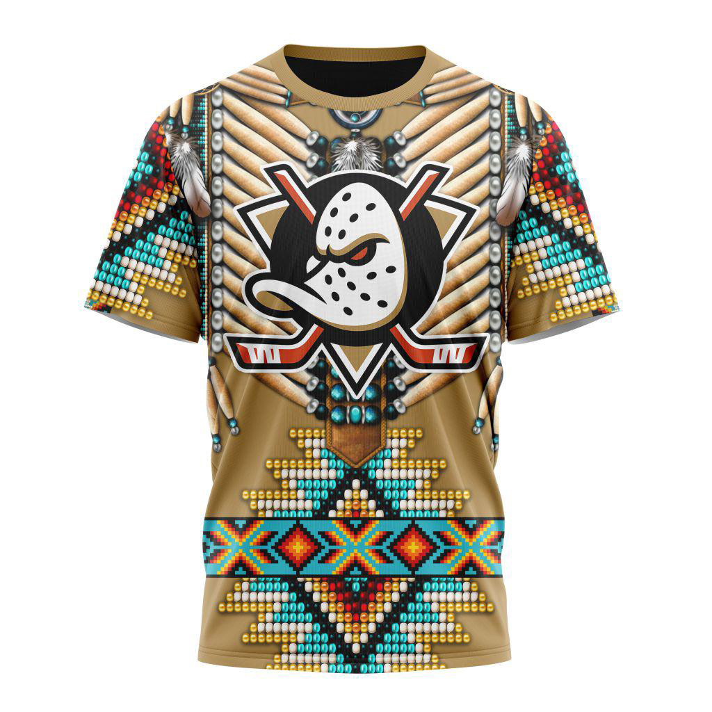 Custom NHL Anaheim Ducks Special Native American Costume Hockey Team Shirt Gifts For Hockey Fan