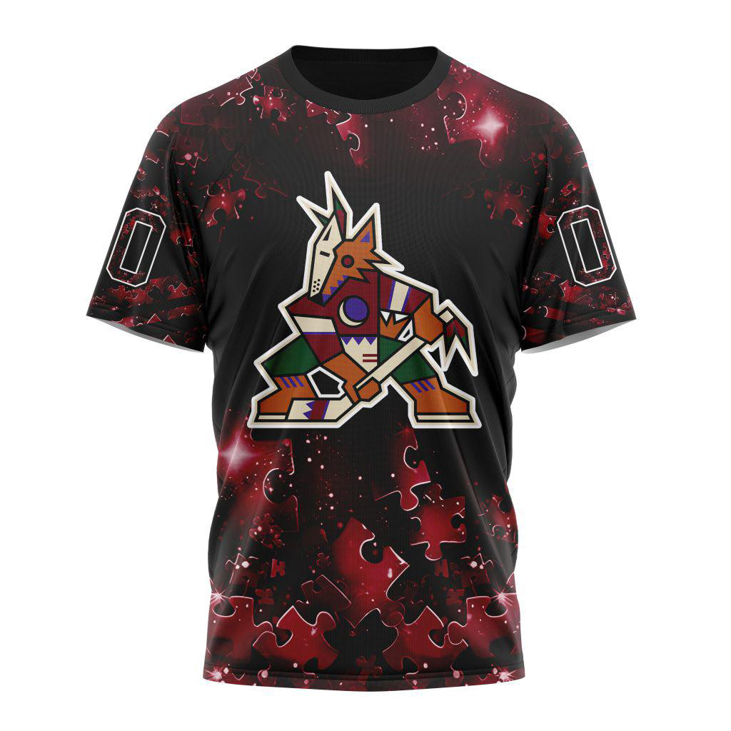 Custom NHL Arizona Coyotes Autism Awareness Hockey New Design T-Shirt Hockey Lovers Gifts