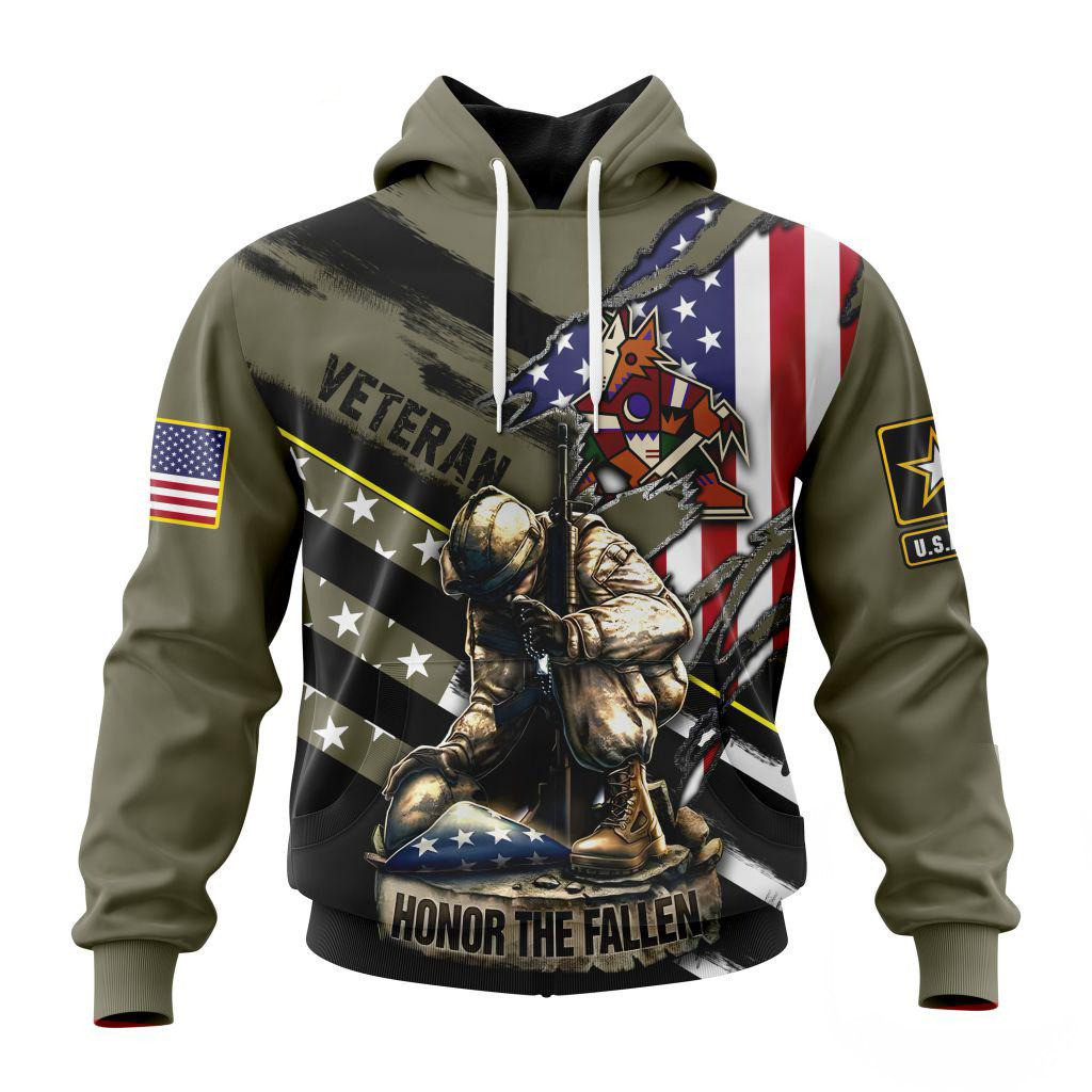 Custom NHL Arizona Coyotes Special Hockey Honor Veterans And Their Families Hoodie Fan Gifts