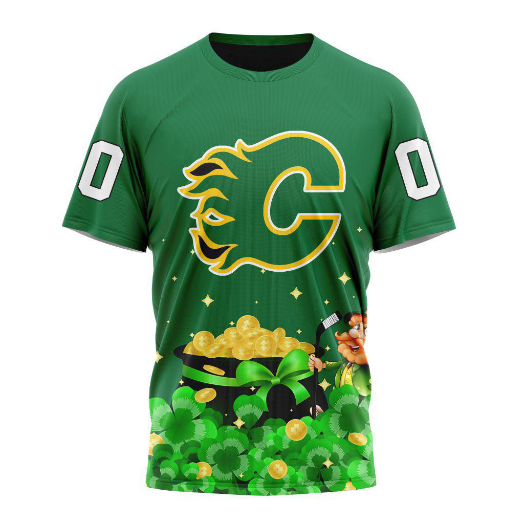 Custom NHL Calgary Flames Special Design St.Patrick's Day Shirt Gifts For Ice Hockey Fans