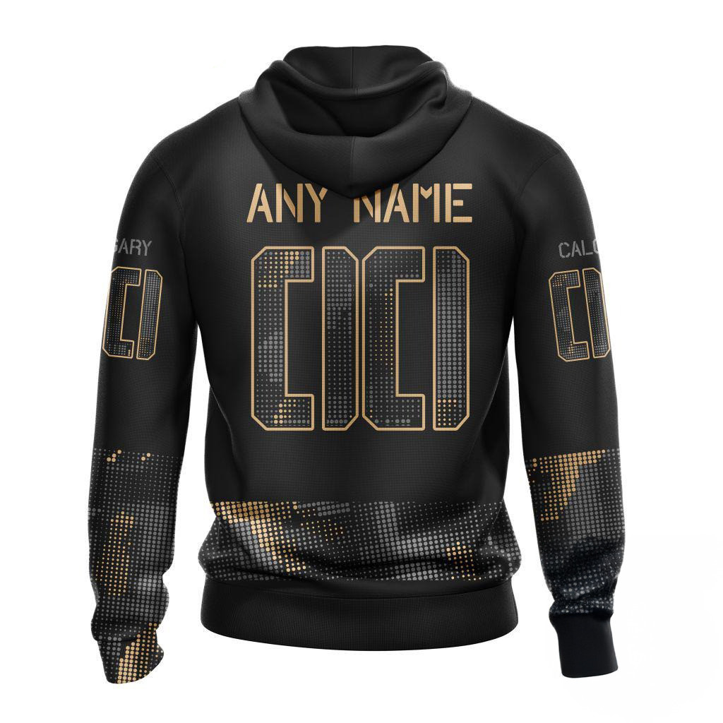Custom NHL Calgary Flames Veterans Military Appreciation Design Hoodie Gifts For Hockey Fans