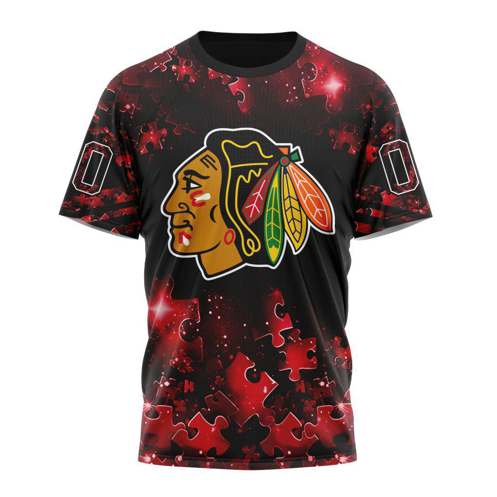 Custom NHL Chicago Blackhawks Autism Awareness Hockey New Design Shirt Gift For Hockey Fan