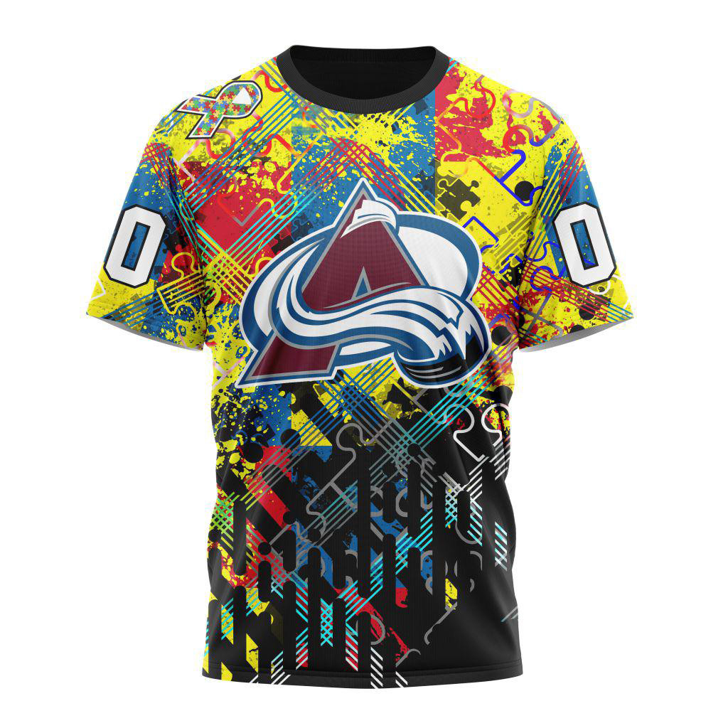 Custom NHL Colorado Avalanche Hockey Logo Team Autism Awareness Shirt Gifts For Hockey Lovers