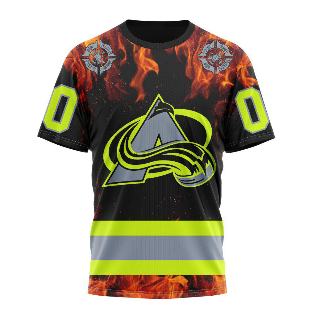 Custom NHL Colorado Avalanche Special Honoring Firefighters Design Shirt Gifts For Hockey Fan