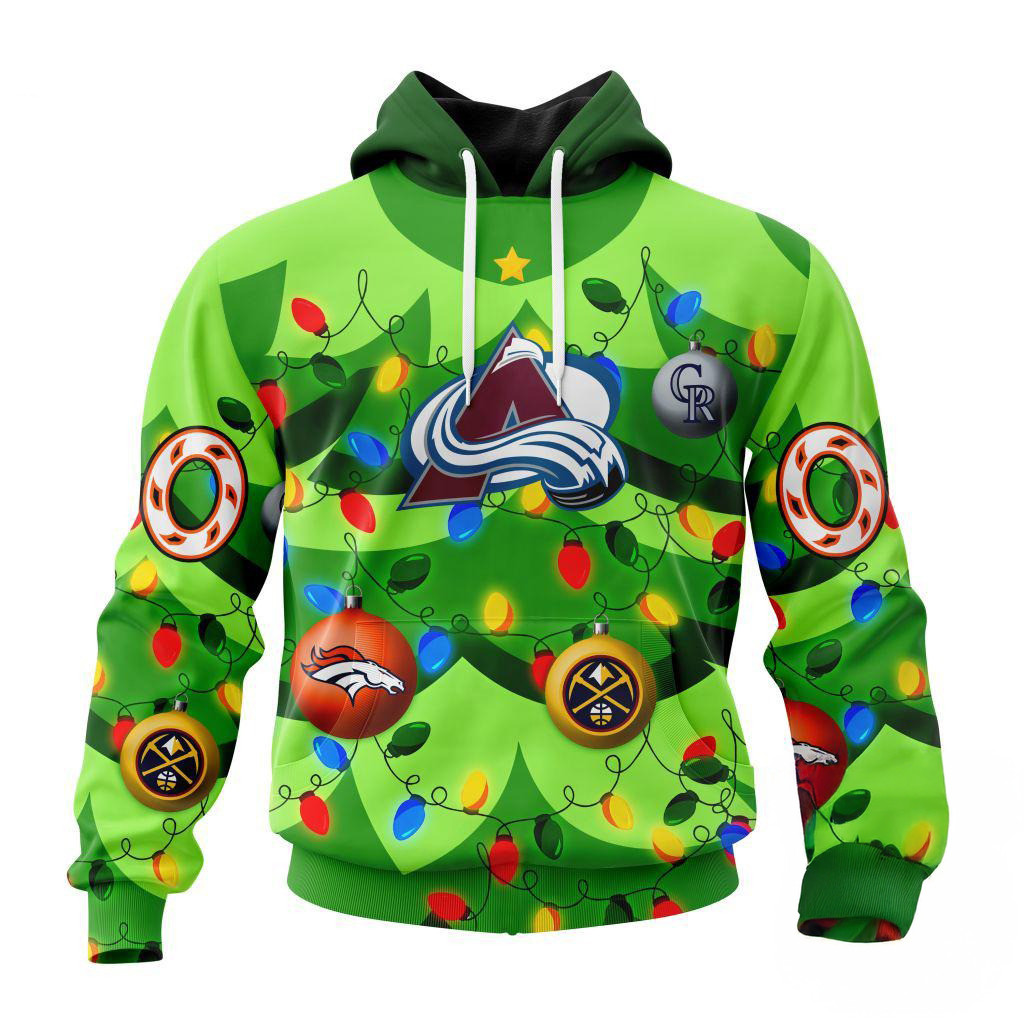 Custom NHL Colorado Avalanche Specialized Christmas Tree Color And City's Sports Teams Hoodie
