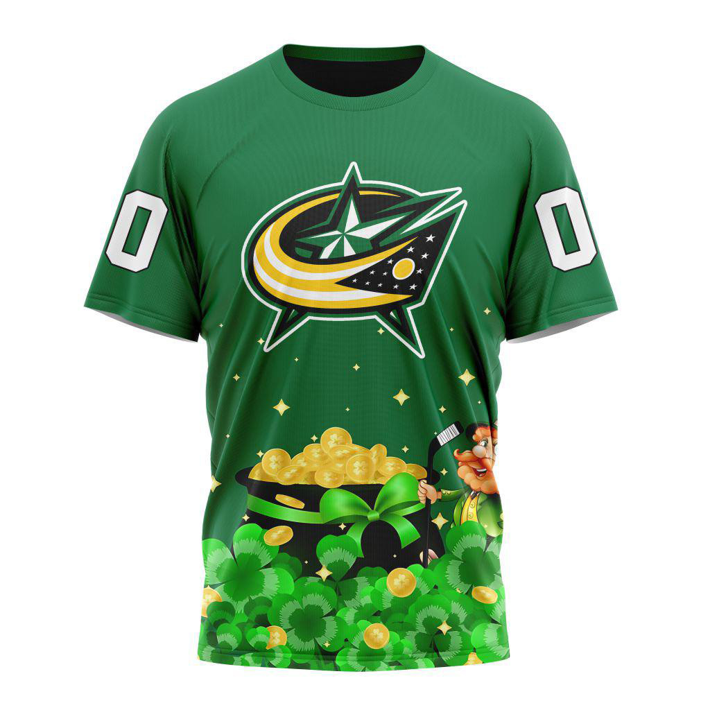 Custom NHL Columbus Blue Jackets Special Design St.Patrick's Day Shirt Gifts For Hockey Fans